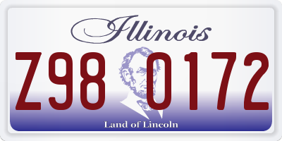 IL license plate Z980172