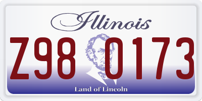 IL license plate Z980173