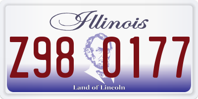 IL license plate Z980177