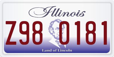 IL license plate Z980181