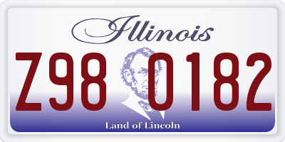 IL license plate Z980182