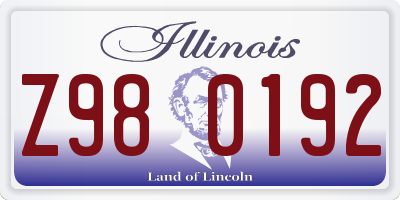 IL license plate Z980192