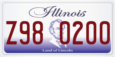 IL license plate Z980200