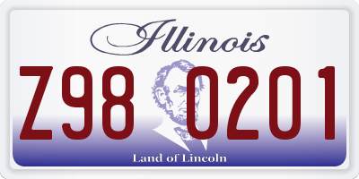 IL license plate Z980201