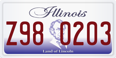 IL license plate Z980203