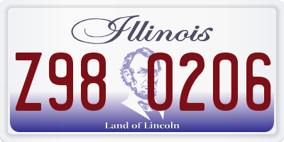IL license plate Z980206