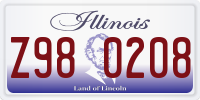 IL license plate Z980208