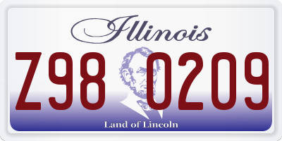 IL license plate Z980209