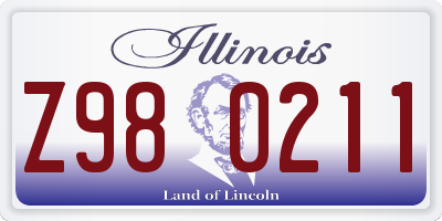 IL license plate Z980211