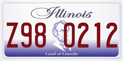 IL license plate Z980212