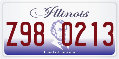 IL license plate Z980213
