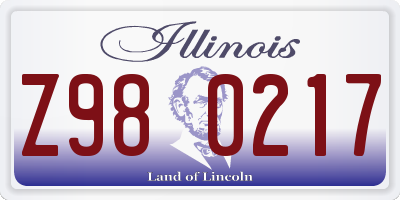 IL license plate Z980217
