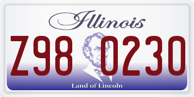 IL license plate Z980230