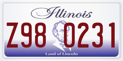 IL license plate Z980231