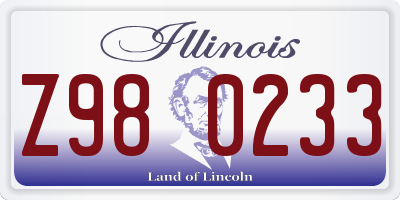 IL license plate Z980233