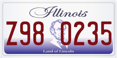IL license plate Z980235