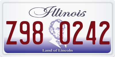 IL license plate Z980242