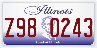IL license plate Z980243