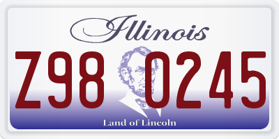 IL license plate Z980245