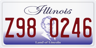 IL license plate Z980246