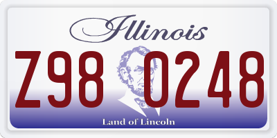 IL license plate Z980248