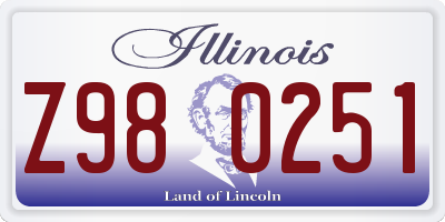 IL license plate Z980251