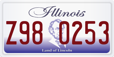IL license plate Z980253