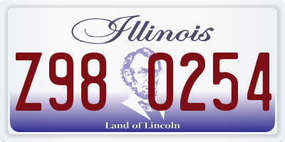 IL license plate Z980254