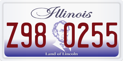 IL license plate Z980255
