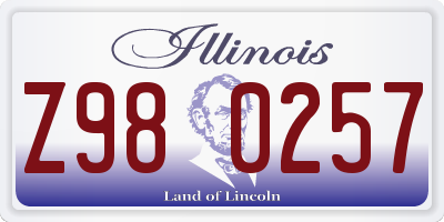 IL license plate Z980257