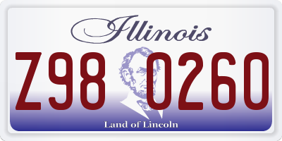 IL license plate Z980260