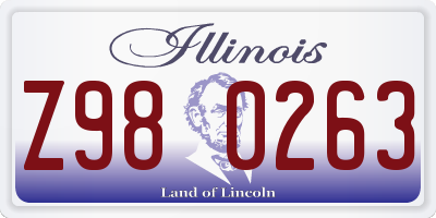 IL license plate Z980263