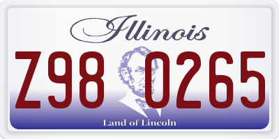 IL license plate Z980265