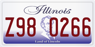 IL license plate Z980266