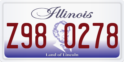 IL license plate Z980278