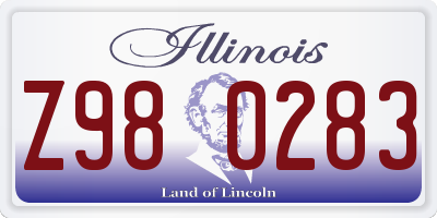 IL license plate Z980283