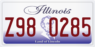 IL license plate Z980285