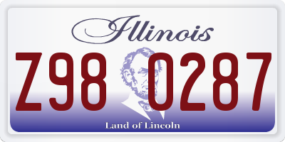 IL license plate Z980287