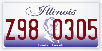IL license plate Z980305