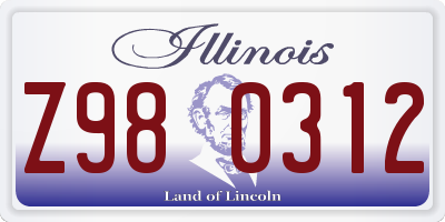 IL license plate Z980312