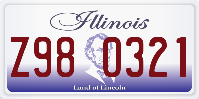 IL license plate Z980321
