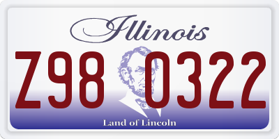 IL license plate Z980322