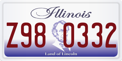 IL license plate Z980332