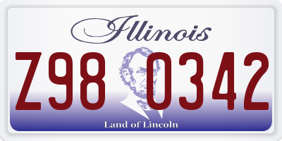 IL license plate Z980342