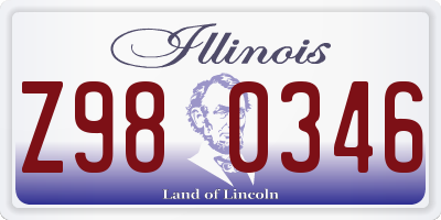 IL license plate Z980346