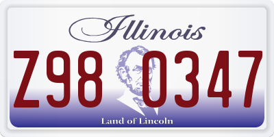 IL license plate Z980347