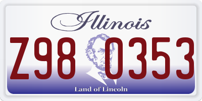 IL license plate Z980353