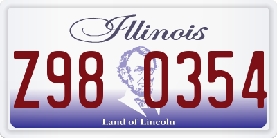 IL license plate Z980354