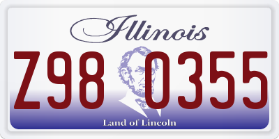 IL license plate Z980355