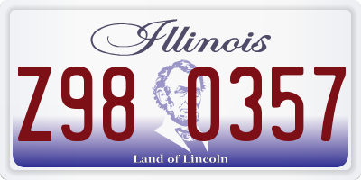 IL license plate Z980357